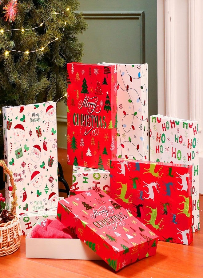 Pickmesh 18 Pcs Christmas Gift Boxes with Lids 14.2x9.5x2.4 Inch Large Merry Christmas Shirt Box Xmas Tree Santa Elk Present Box with Label Sticker for Xmas New Year Cloth Gift Wrap Supplies - Image 1